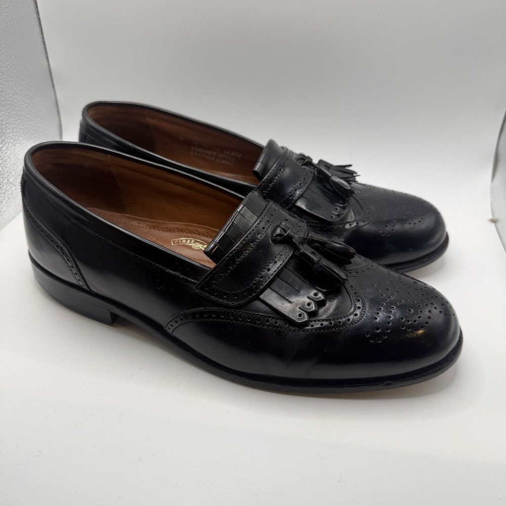 Bostonian Classics First Flex Mens Black Leather Wingtip‎ Tassel Loafers Sz 9M